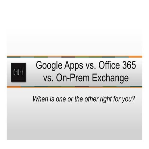Google Apps vs. Office 365 vs. On-prem Exchange: What's right for you?