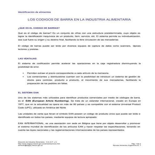 Código de barras alimentos argentinos