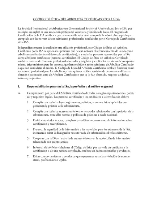 Código de ética del arborista certi...