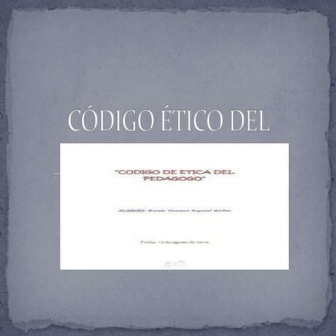 Código etico de un pedagogo