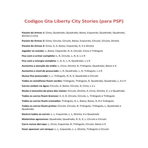 Códigos Gta | RTF