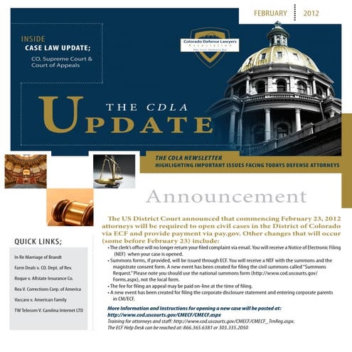 CDLA Case Law Update February 2012