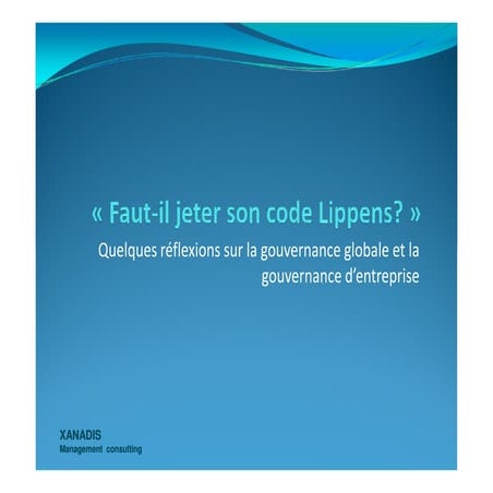Philosophie et Management: La question philosophique de la gouvernance dans l...