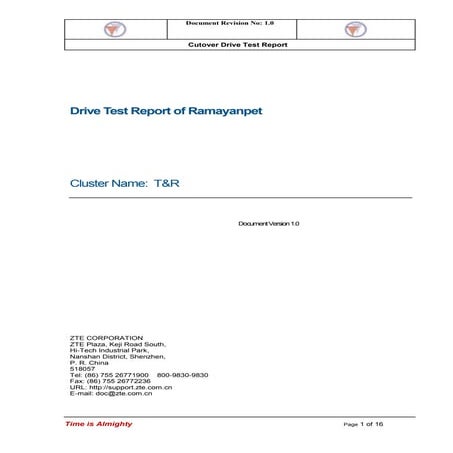 CDMA Drive Test Report Format