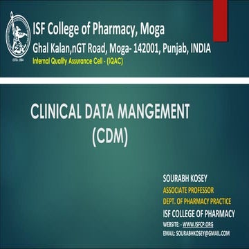 CLINICAL DATA MANGEMENT(CDM)