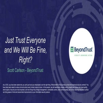 Just Trust Everyone and We Will Be Fine, Right?