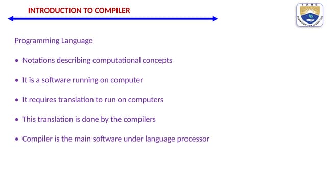 CD module 1.pptx Introduction to compiler Design