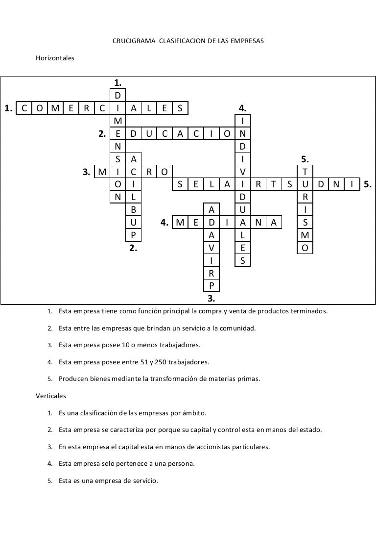 preguntas basicas sobre economia crucigrama clasificacion de las empresas preguntas basicas sobre economia crucigrama clasificacion de las empresas