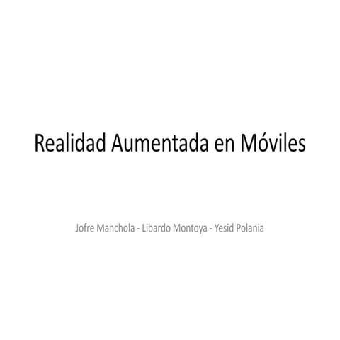 Realizar aplicaciones en dispositivos móviles enfocado a realidad aumentada y sus aplicaciones sociales
