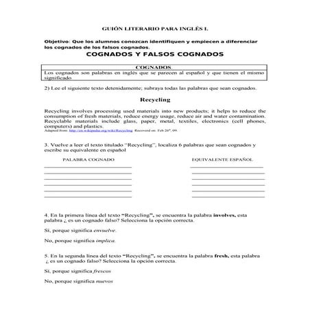 Cognados y falsos cognados