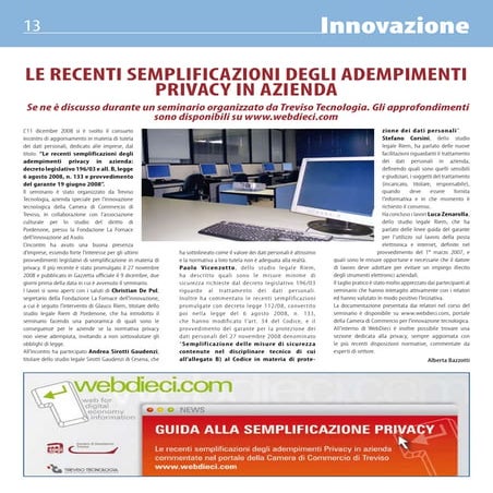 Le recenti semplificazioni degli adempimenti Privacy in azienda