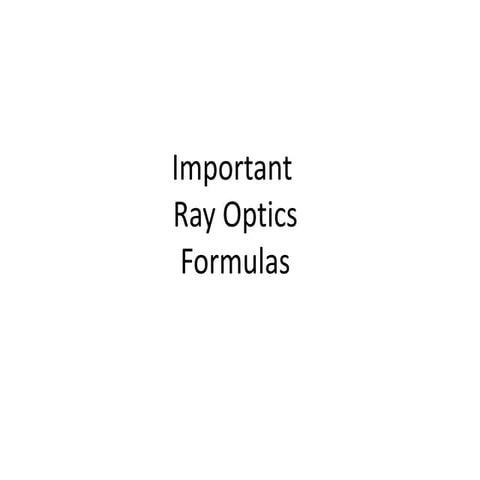 Ray Optics Formulaes