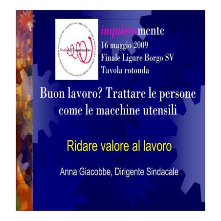 Ridare valore al Lavoro