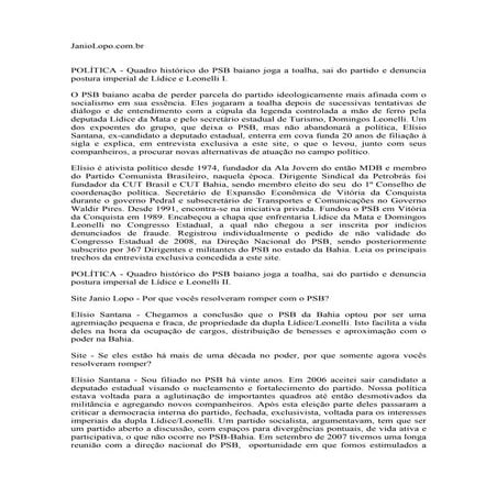 ENTREVISTA COM ELISIO SANTANA