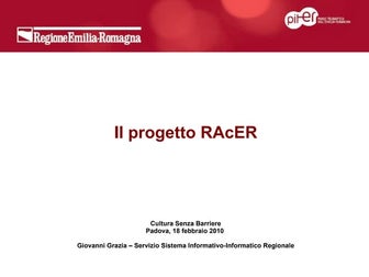 Presentazione del progetto Rete Accessibilità Emilia-Romagna (RACER)