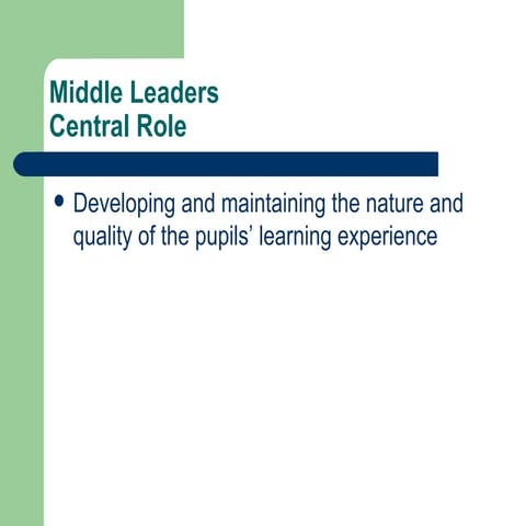 The Pivotal Role of School Middle Leaders in setting and maintaining ...