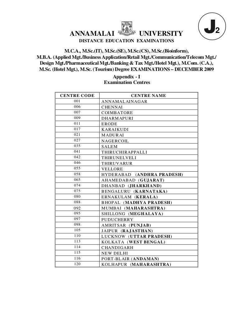 Annamalai University Time Table Annamalai University Time Table