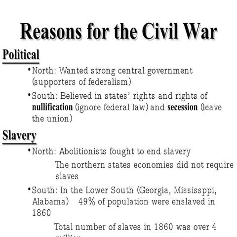 Reasons/Results of the Civil War