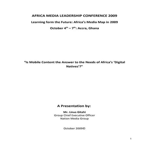 Mobile content by Linus Gitahi