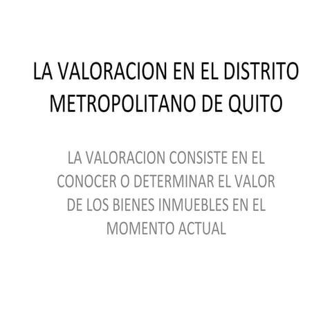 LA VALORACION PREDIAL