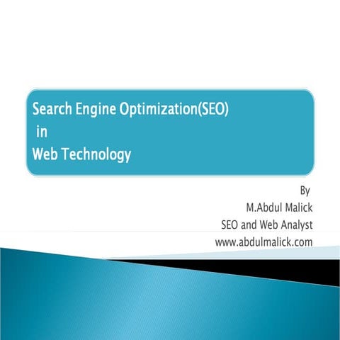Search Engine Optimization in Web Technology
