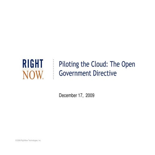 Webcast:  Piloting the Cloud: The Open Government Directive