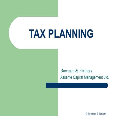 Tax Planning | PPT | Personal Taxes | Personal Finance