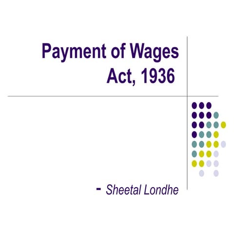 Payment of Wages Act In India