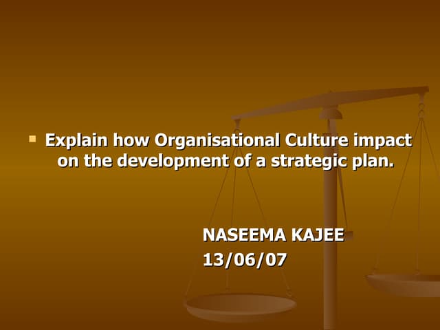 Organisational Culture and Strategi...
