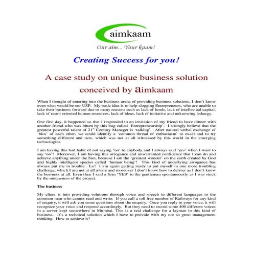 aimkaam case study 