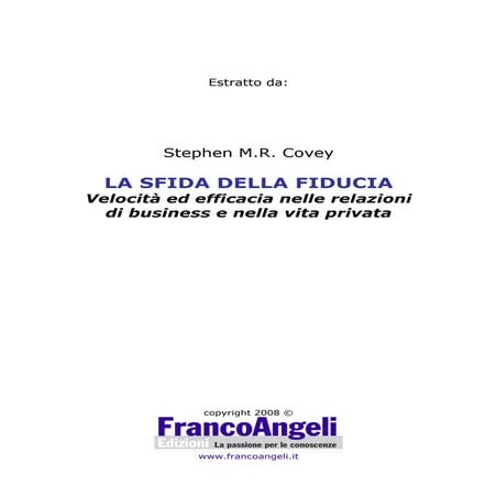 La sfida della fiducia - Stephen M.R. Covey - estratto