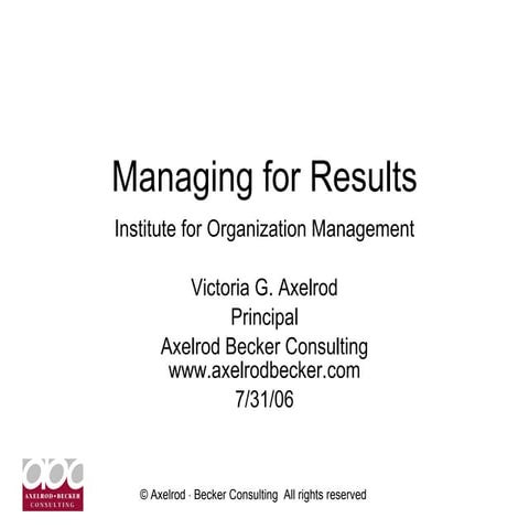 Managing for Results