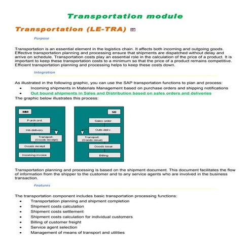 SAP - Transportation Module Study material