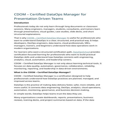 Comprehensive Guide to CDOM – Certified DataOps Manager Certification ...