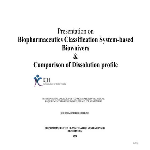 Biopharmaceutics Classification System-based Biowaivers & Comparison of Disso...