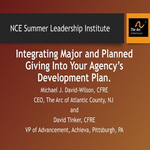 Creating a Comprehensive Dev. Plan Including Major Gifts and Planned Gifts