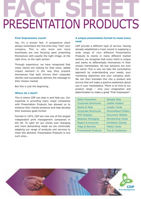 Cdp Presentation Products