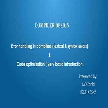 error handling in compiler and code optimization