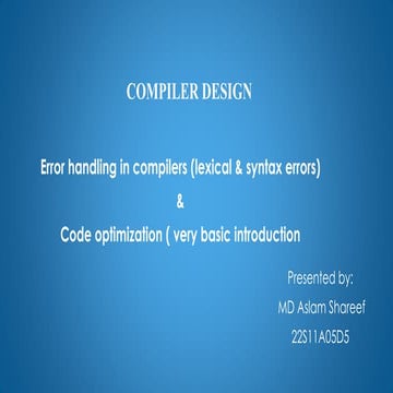 error handling in compiler and code optimization