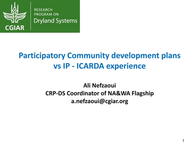 Participatory Community Development Plans