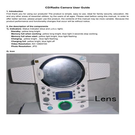 Cd radio camera user guide