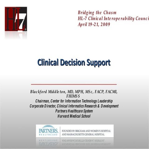HL7: Clinical Decision Support