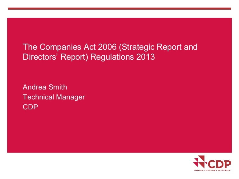 The Companies Act 2006 (Strategic Report and Directors’ Report) Regul…