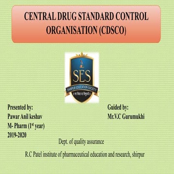 CDSCO- CENTRAL DRUG STANDARD CONTROL ORGANISATION