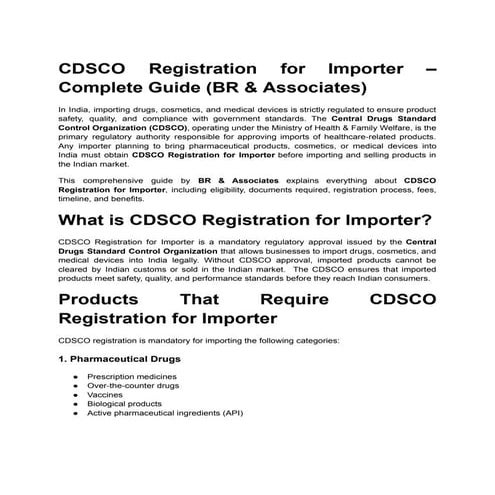 CDSCO Registration for Importer – Complete Setup.pdf