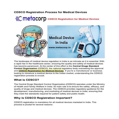 Comprehensive Guide to CDSCO Registration for Medical Devices in India ...