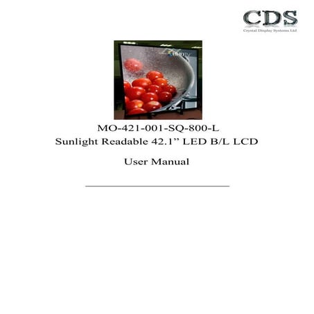CDS User Manual 42.1" Square MO-421-001-SQ-800-L