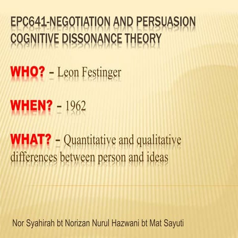 COGNITIVE DISSONANCE THEORY