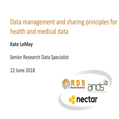 Data management and sharing principles for health and medical data: CDU