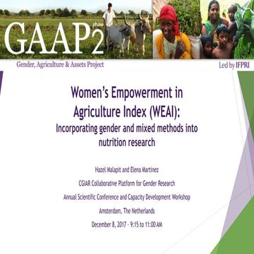 Women's empowerment in agriculture index (WEAI): incorporating gender and mix...